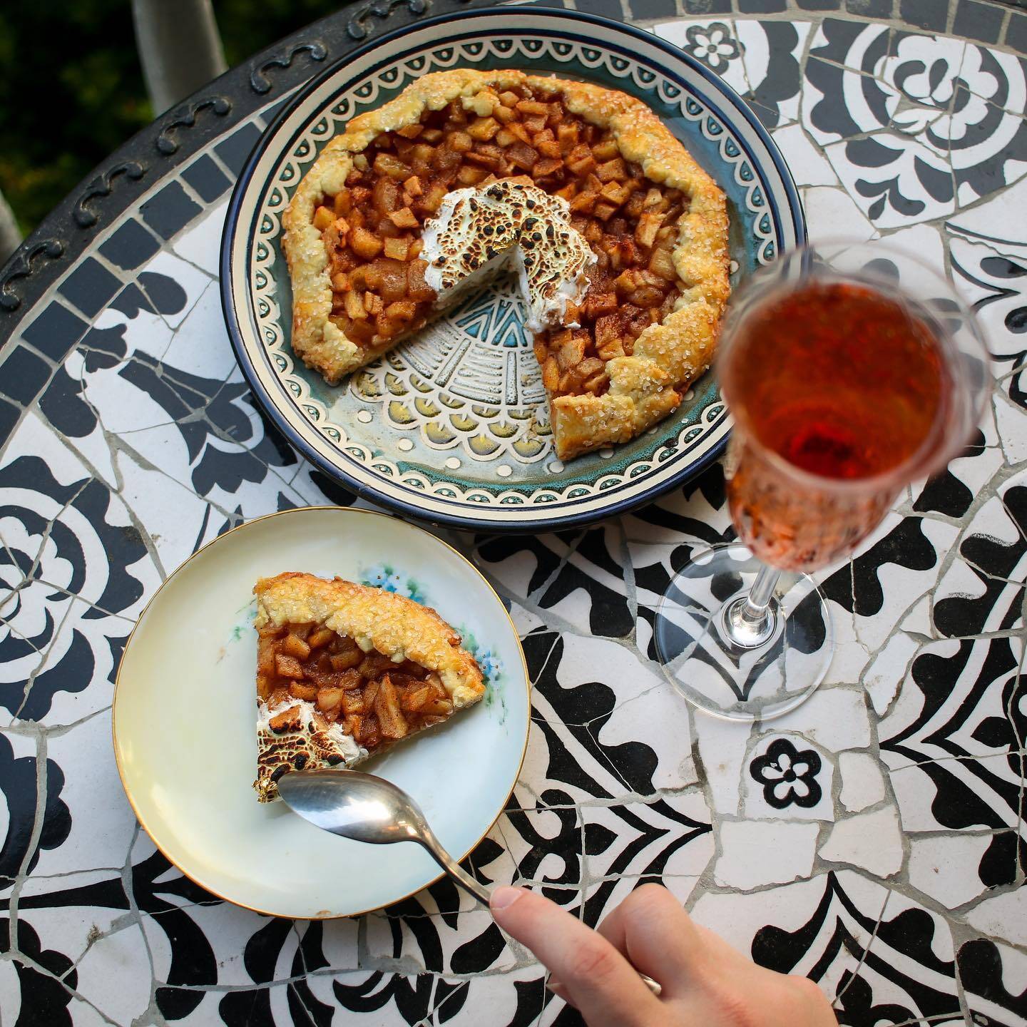 Pastries and coffee on table